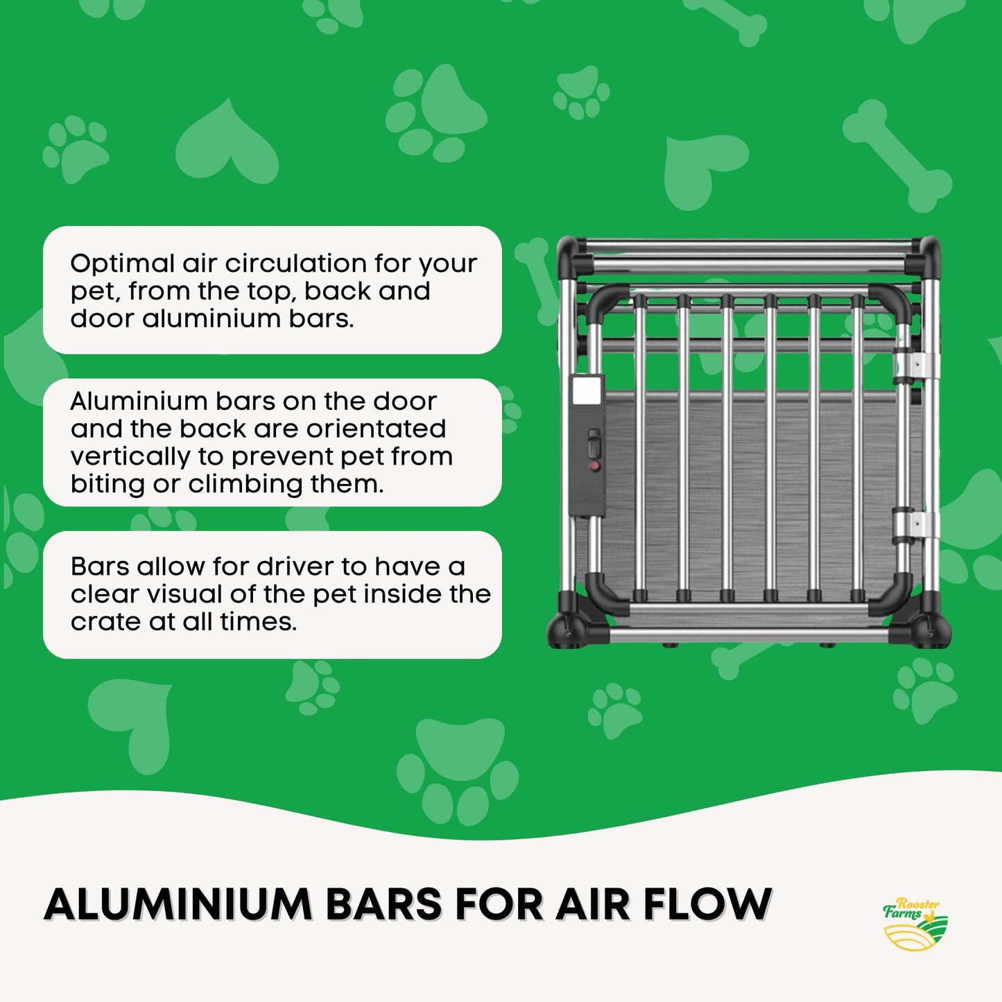 Aluminium Dog Travel Crate 63x68x88cm - Large Pet Car Transport Cage Kennel Box - view 6
