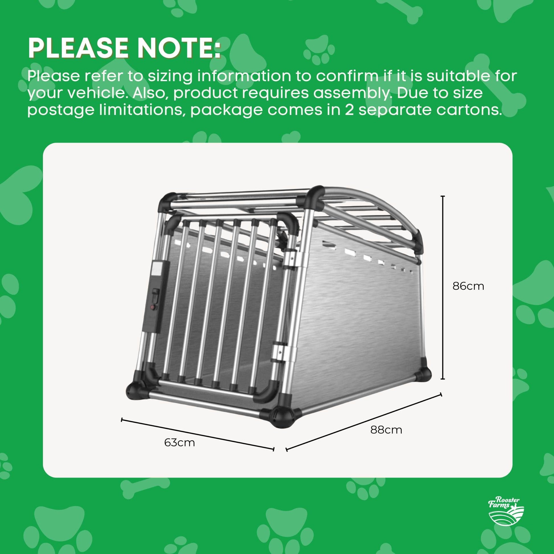 Aluminium Dog Travel Crate 63x68x88cm - Large Pet Car Transport Cage Kennel Box - view 7