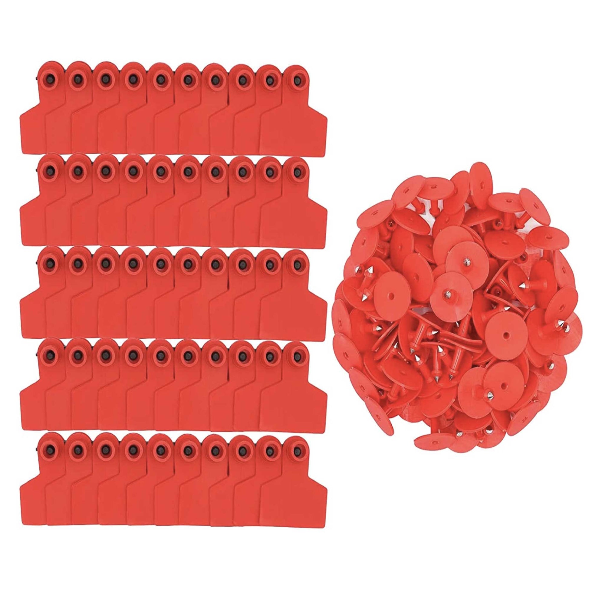 100x Cattle Ear Tags Set - 6x7cm Medium Red Blank Cow Pig Sheep Livestock Label - view 2