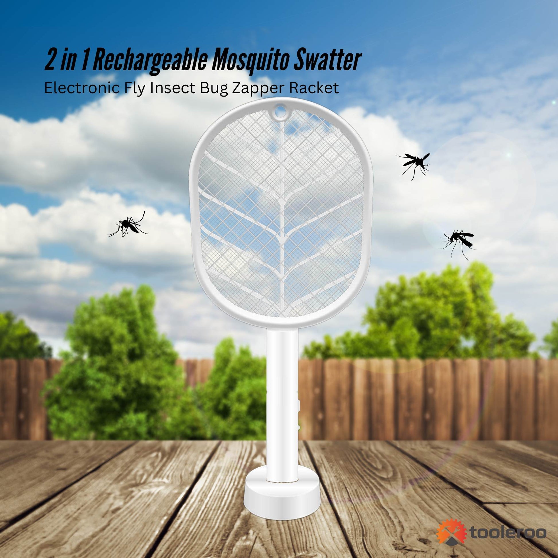 2 in 1 Rechargeable Mosquito Swatter - Electronic Fly Insect Bug Zapper Racket - view 2