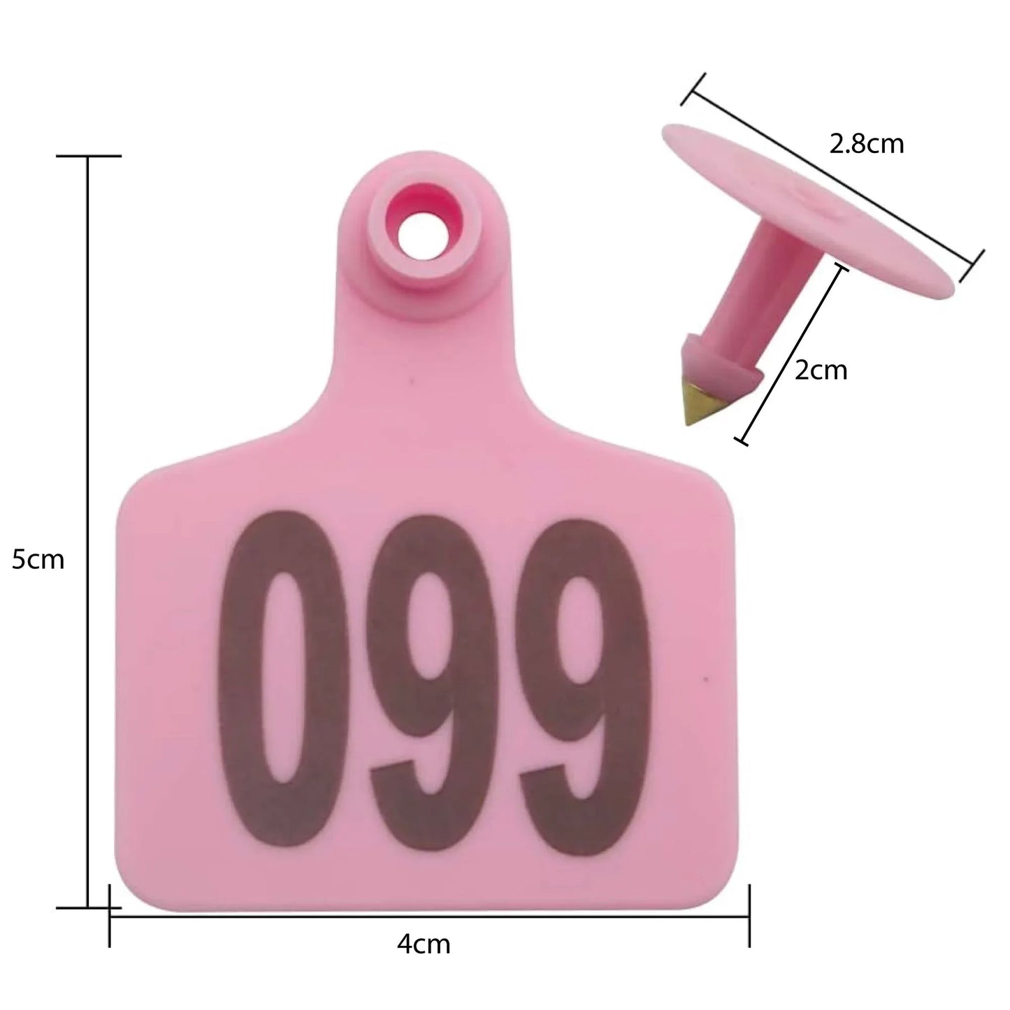 1-100 Cattle Number Ear Tags 5x4cm Set - Small Pink Pig Goat Livestock Label - view 3