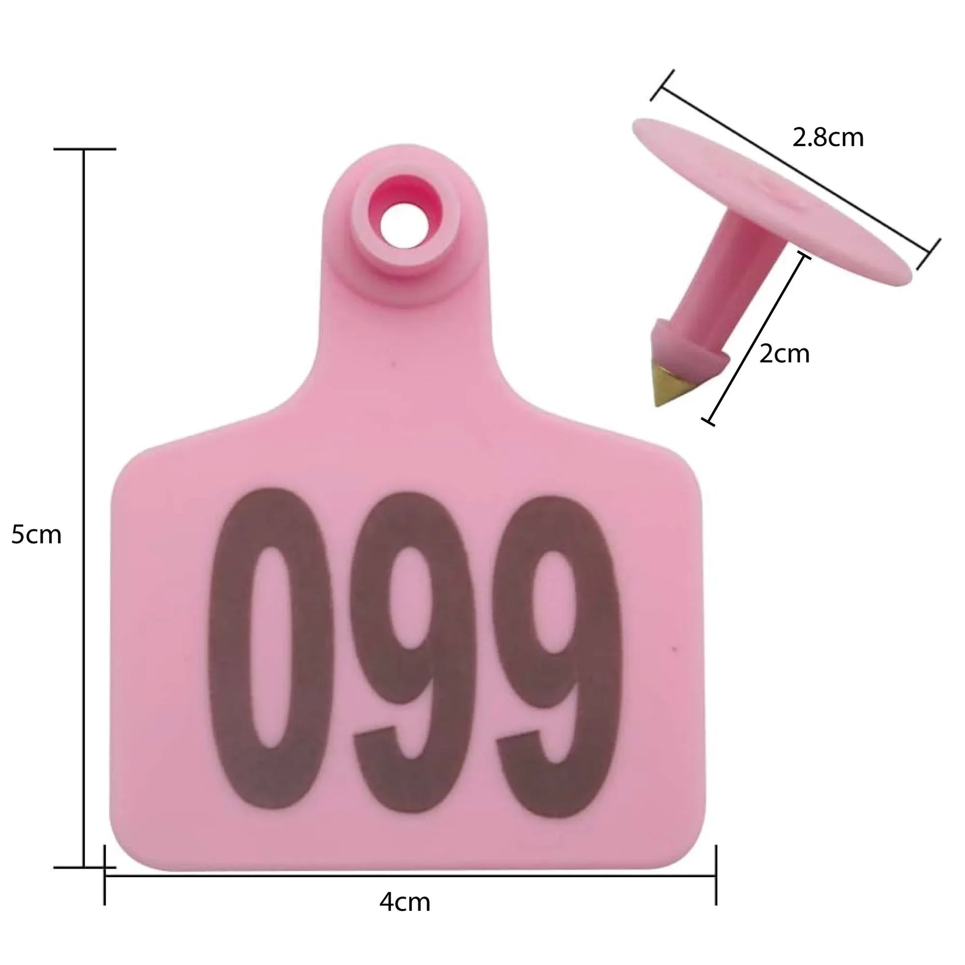 1-100 Cattle Number Ear Tags 5x4cm Set - Small Pink Pig Goat Livestock Label - view 3