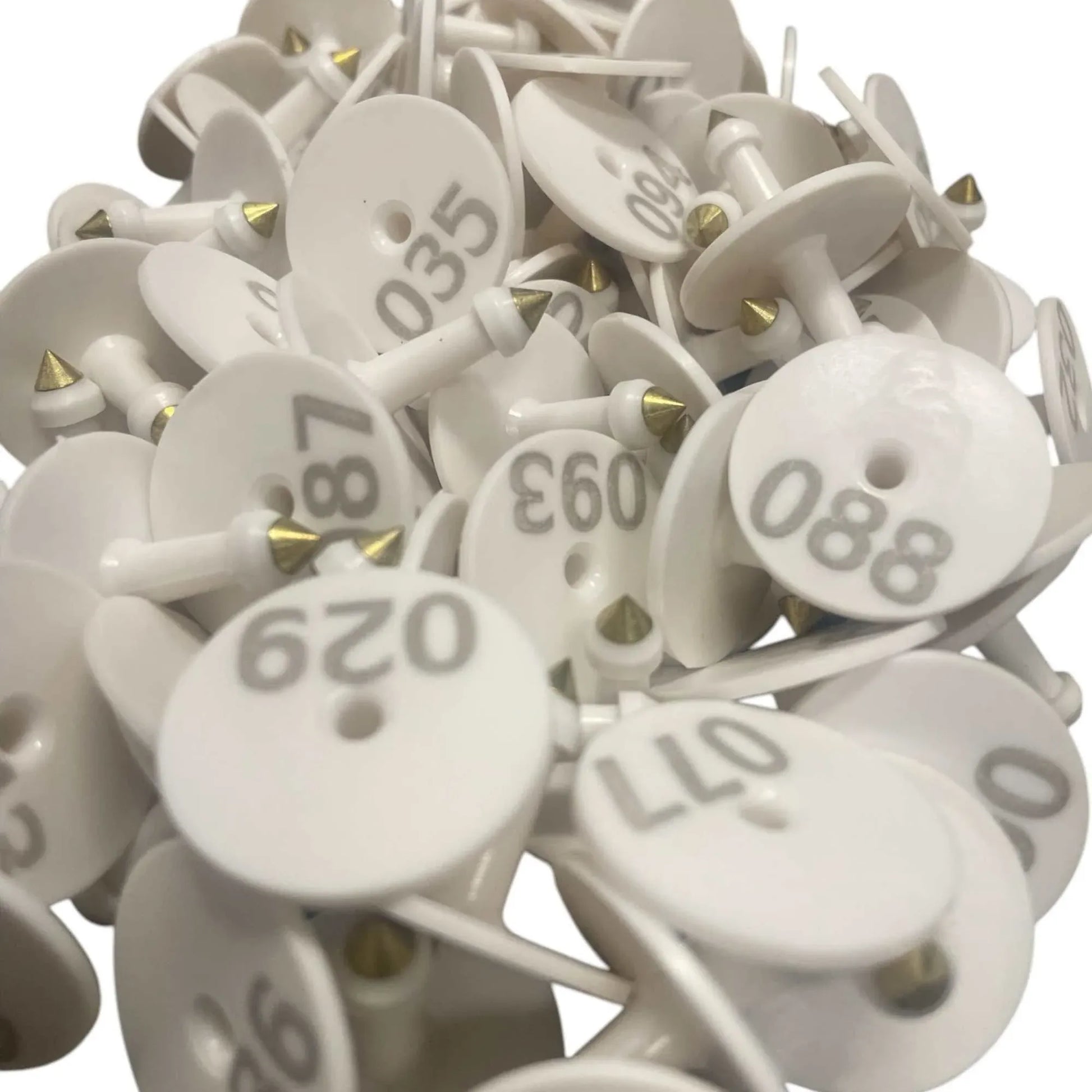 1-100 Cattle Number Ear Tag Set - Round White Pig Sheep Goat Livestock Label - view 3
