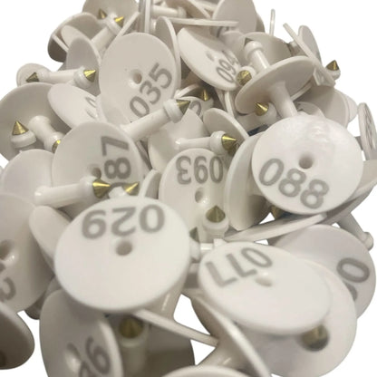 1-100 Cattle Number Ear Tag Set - Round White Pig Sheep Goat Livestock Label - view 3