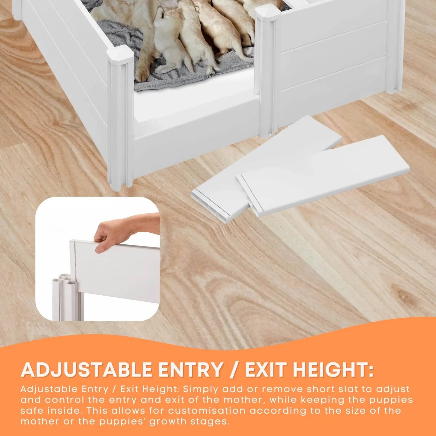 Rooster Farms 0.95m PVC Dog Whelping Box Puppy Birthing Pen - Anti-Crush Rail - view 5