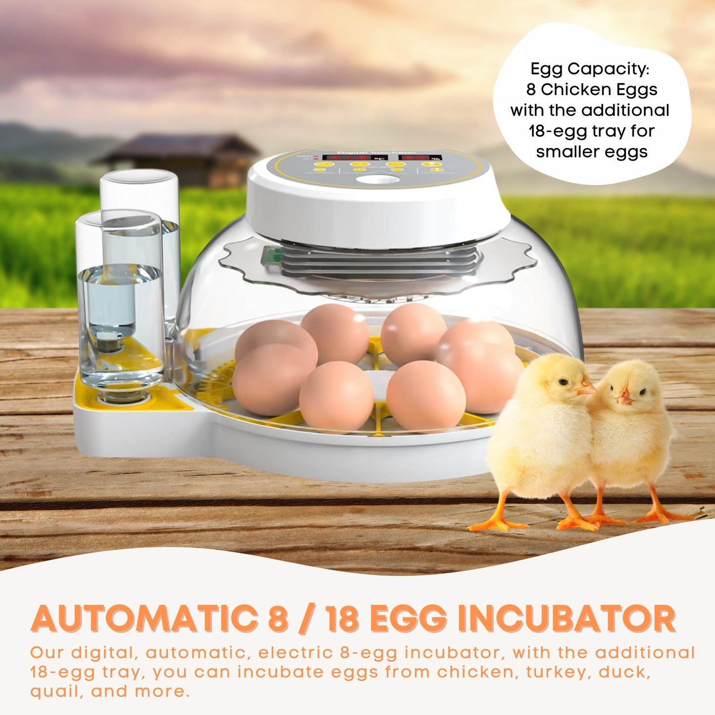 Automatic 8 / 18 Egg Incubator - Electrical Turning Chicken Quail Duck Hatching - view 2