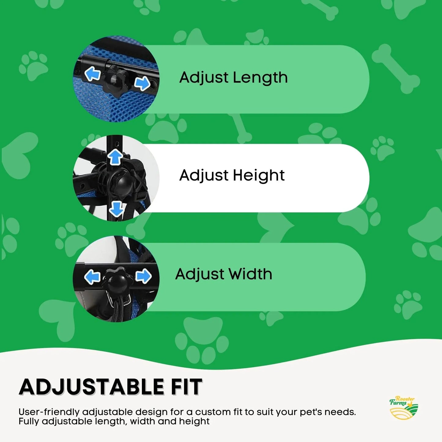 Rooster Farms Little Dog Wheelchair Small Harness - Adjustable Back Leg Aid - view 5