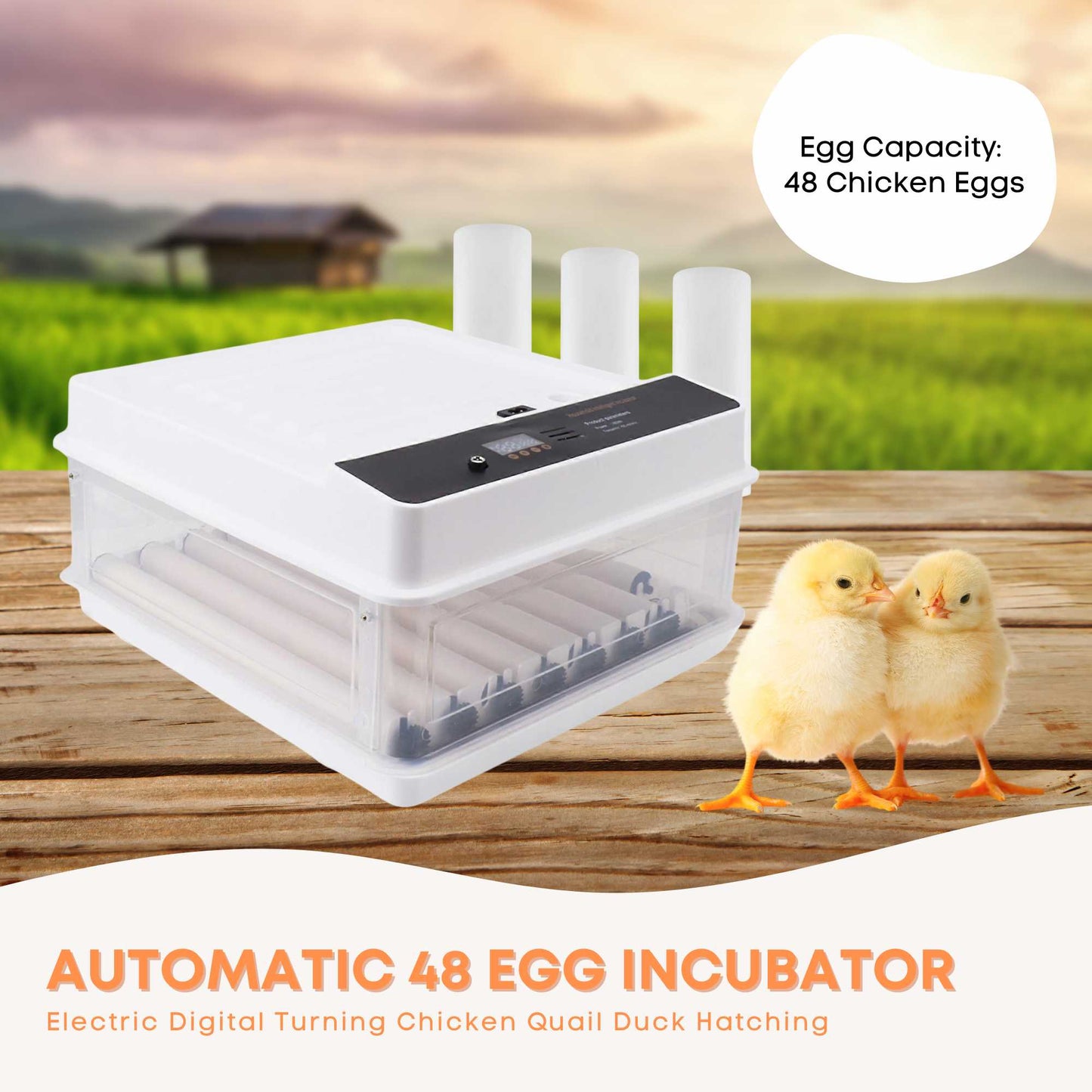 Automatic 70 Egg Incubator - Electric Digital Turning Chicken Quail Duck Hatching - view 2