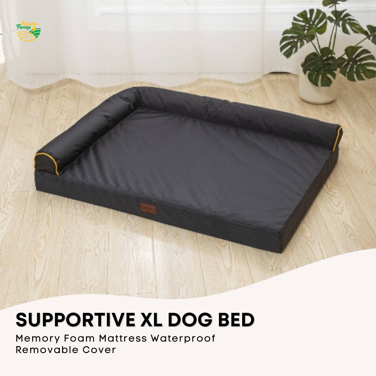 Rooster Farms Supportive Dog Bed XL Grey - Egg Crate Foam Waterproof Mattress - view 2