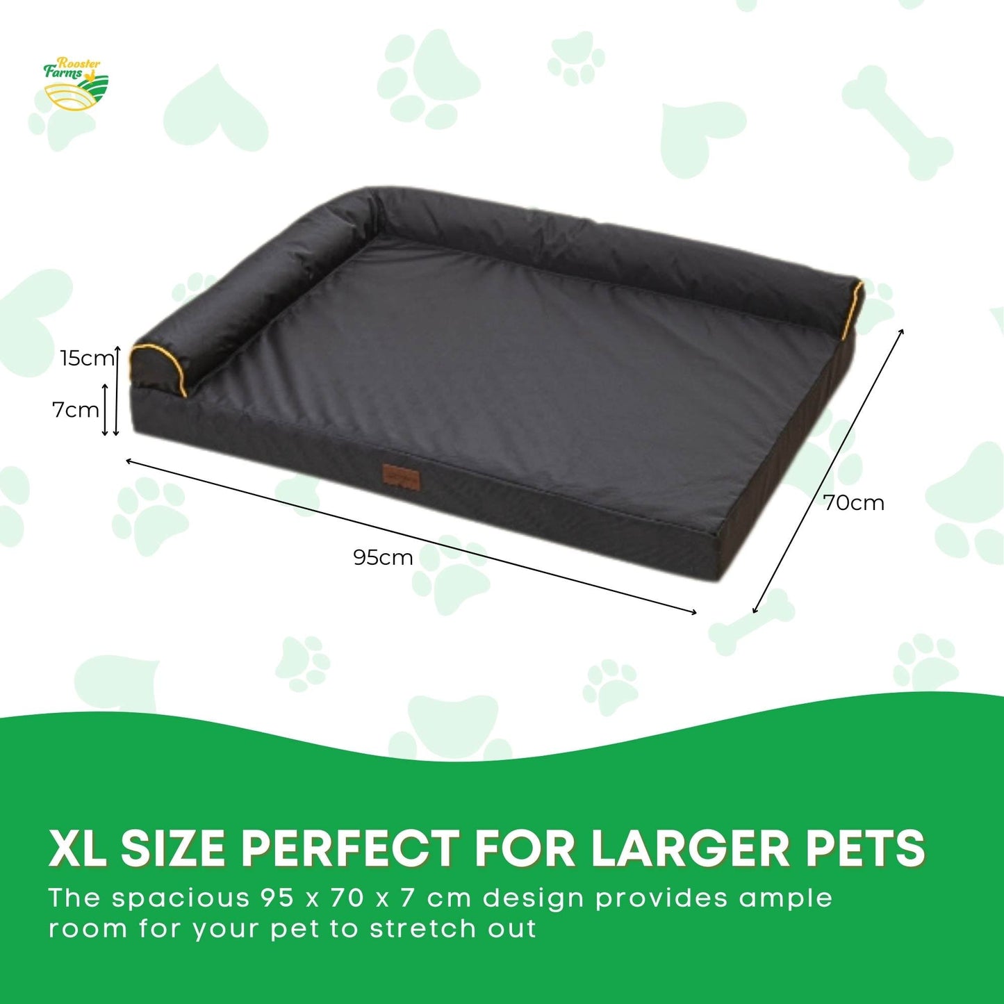 Rooster Farms Supportive Dog Bed XL Grey - Egg Crate Foam Waterproof Mattress - view 5