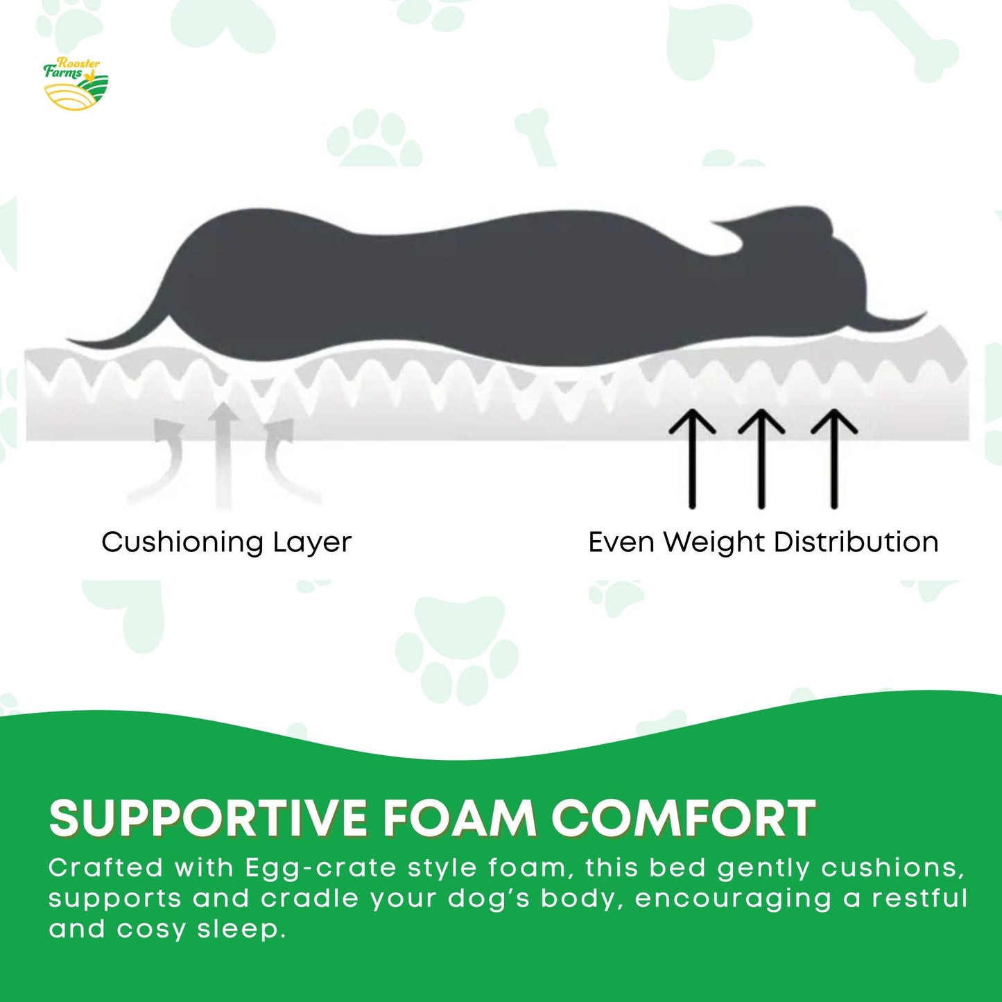 Rooster Farms Supportive Dog Bed XL Grey - Egg Crate Foam Waterproof Mattress - view 7