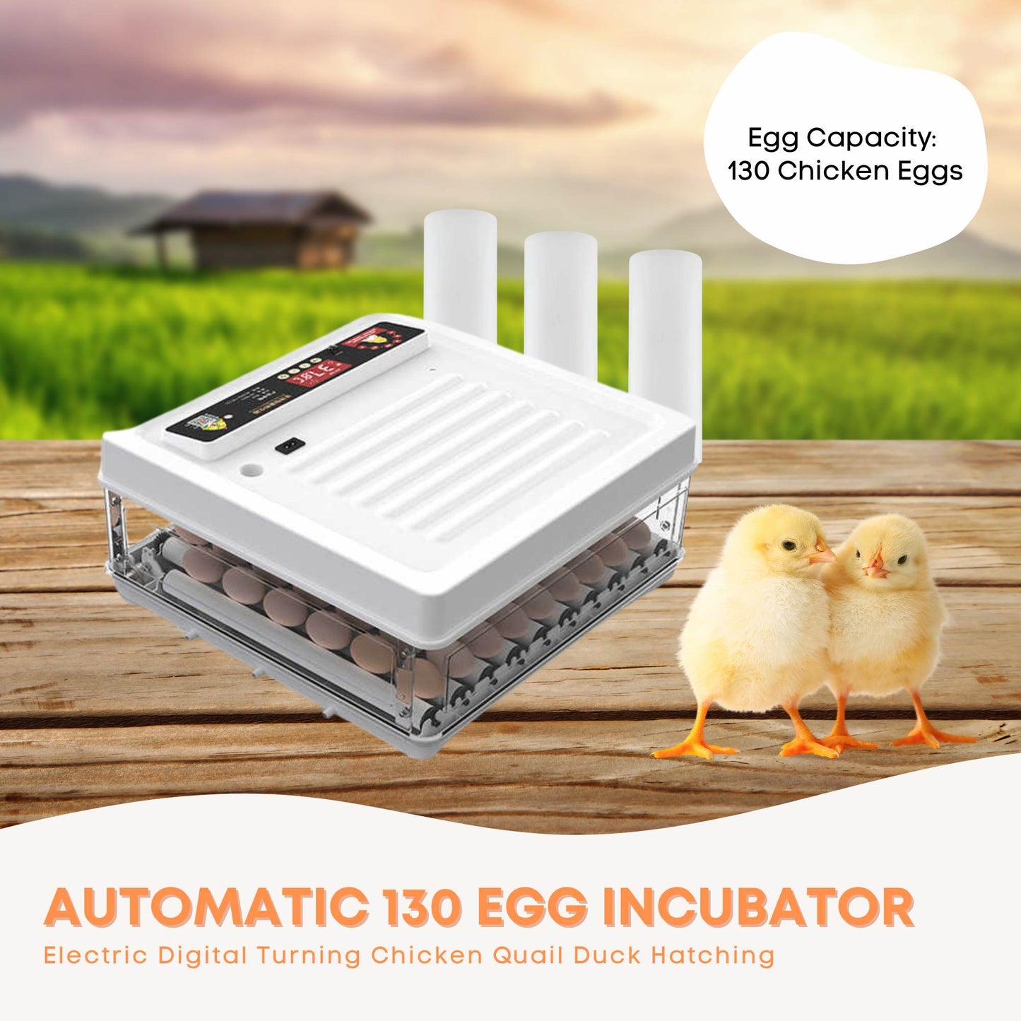 Automatic 130 Egg Incubator - Electric Digital Turning Chicken Quail Duck Hatching - view 2