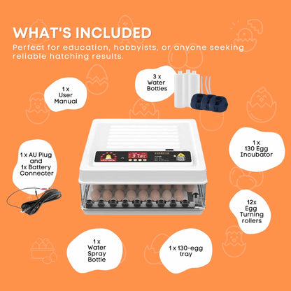 Automatic 130 Egg Incubator - Electric Digital Turning Chicken Quail Duck Hatching - view 8