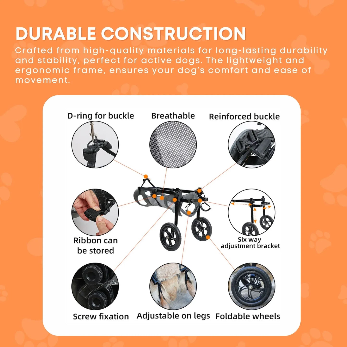 Rooster Farms Large Dog Wheelchair XL Harness - Adjustable Back Leg Aid - view 7