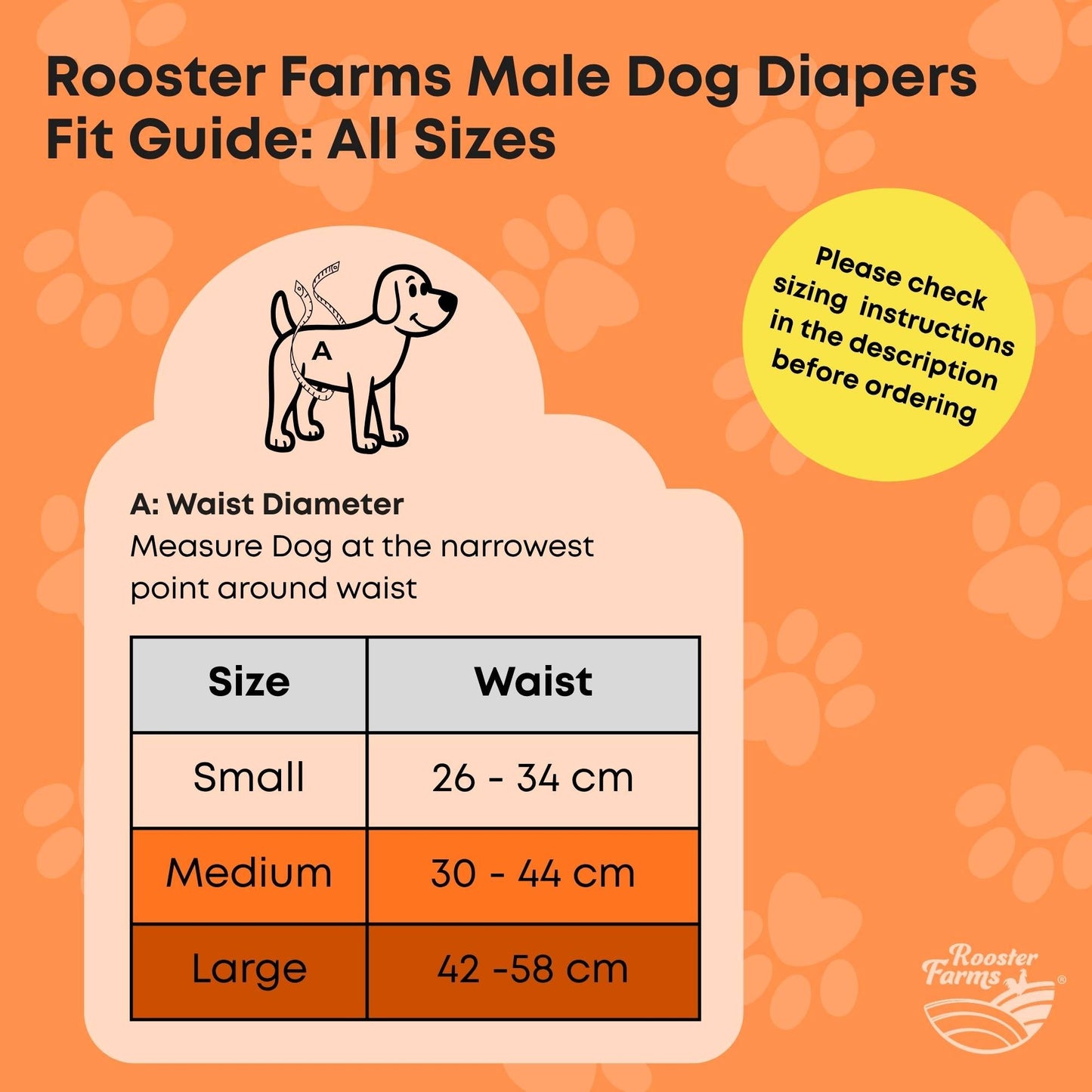 Rooster Farms Male Dog Diapers Small 3Pk - Washable Reusable Nappies Hook/Loop - view 2