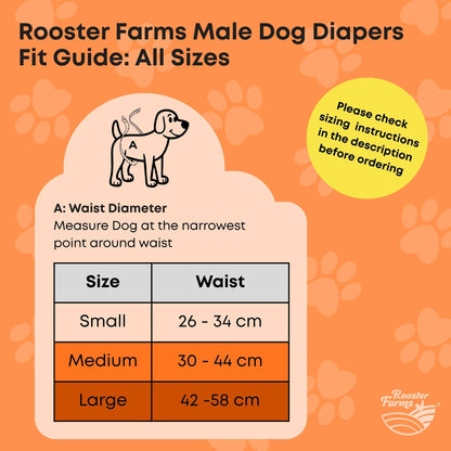Rooster Farms Male Dog Diapers Small 3Pk - Washable Reusable Nappies Hook/Loop - view 2