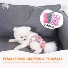 Rooster Farms Female Dog Diapers Small 3Pk - Washable Reusable Nappies Hook/Loop - view 2