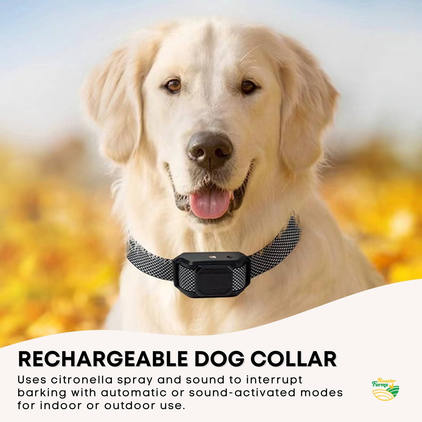 Rooster Farms Dog Bark Training Collar Citronella + Sound Rechargeable Automatic - view 2