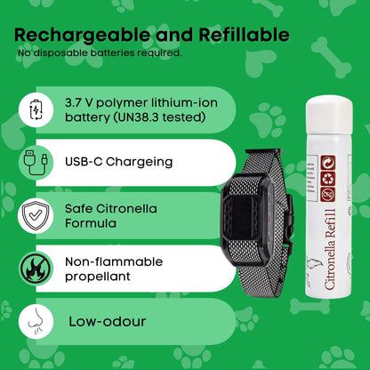 Rooster Farms Dog Bark Training Collar Citronella + Sound Rechargeable Automatic - view 3