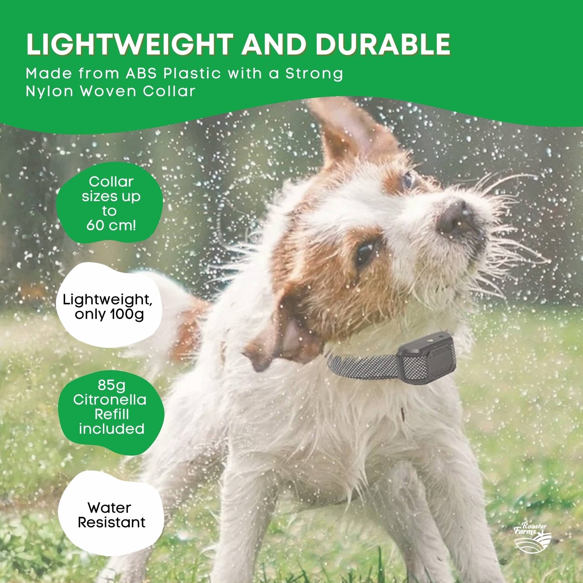 Rooster Farms Dog Bark Training Collar Citronella + Sound Rechargeable Automatic - view 6