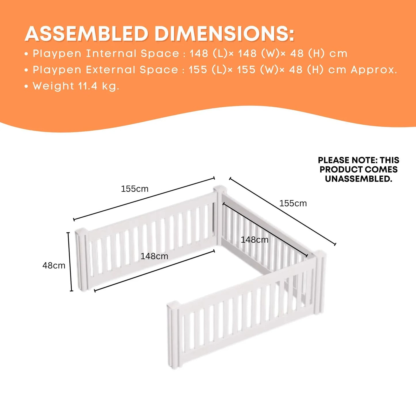 Rooster Farms 1.48m PVC Dog Play Pen Extension for Whelping Box 3 Side Enclosure - view 5