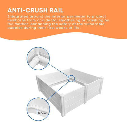 Rooster Farms 2.3m x 1.15m PVC Dog Whelping Box + Playpen Kit - Anti-Crush Rail - view 4