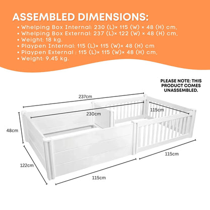 Rooster Farms 2.3m x 1.15m PVC Dog Whelping Box + Playpen Kit - Anti-Crush Rail - view 7