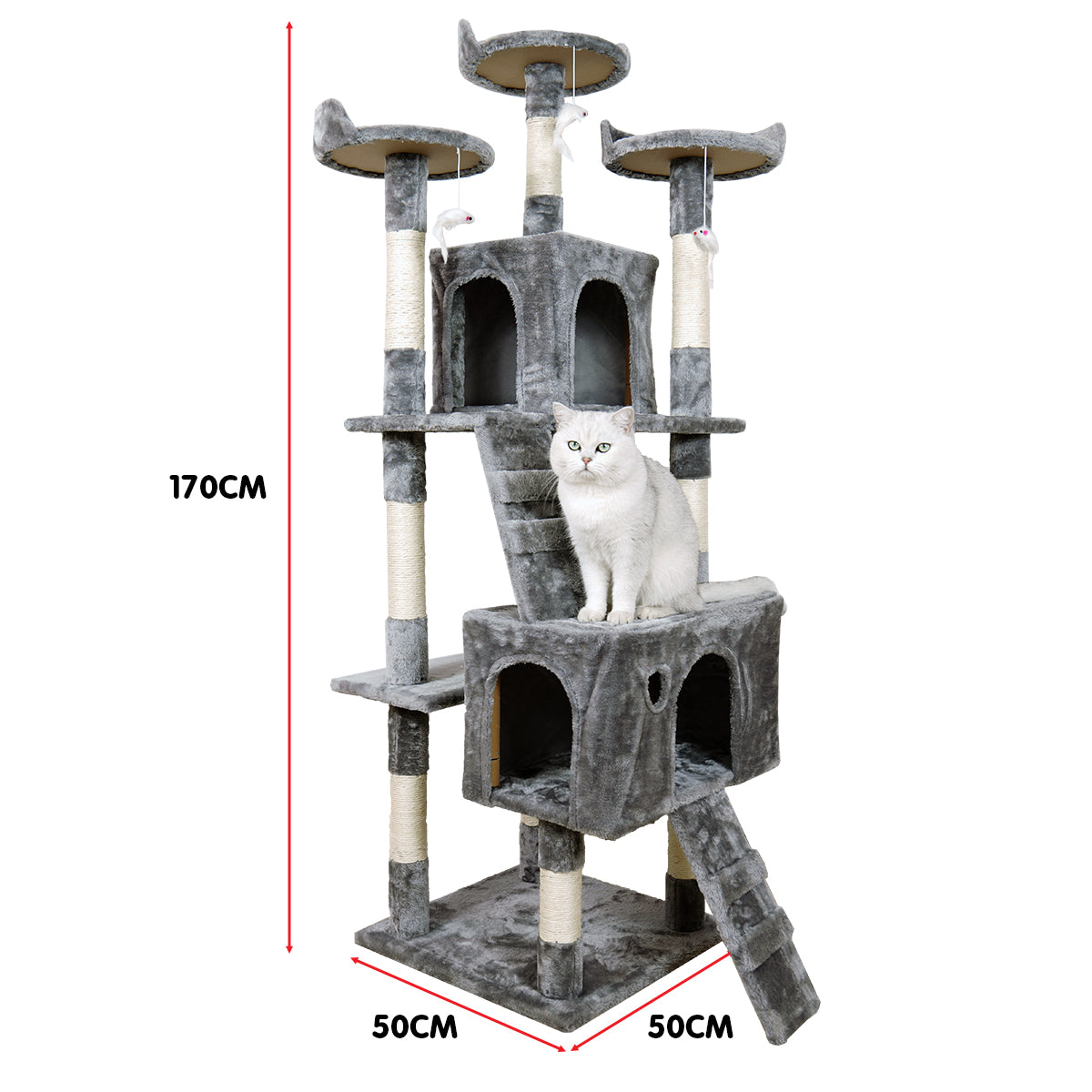 Furtastic 170cm Cat Tree Scratching Post - Silver Grey - view 4