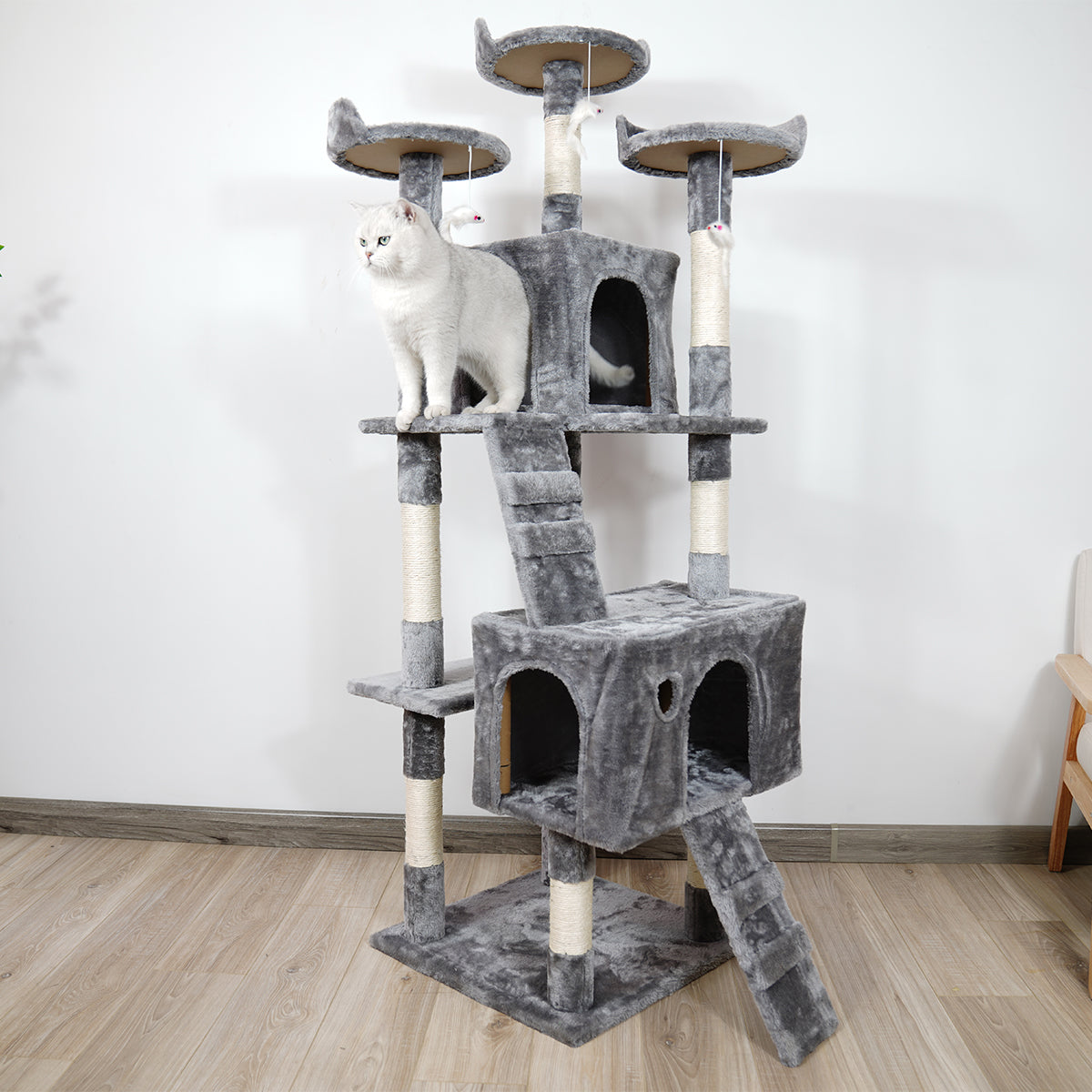 Furtastic 170cm Cat Tree Scratching Post - Silver Grey - view 5