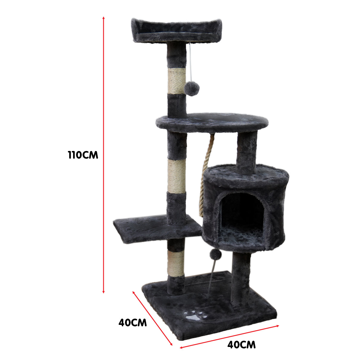 Furtastic 110cm Cat Tree Scratching Post - Dark Grey - view 4