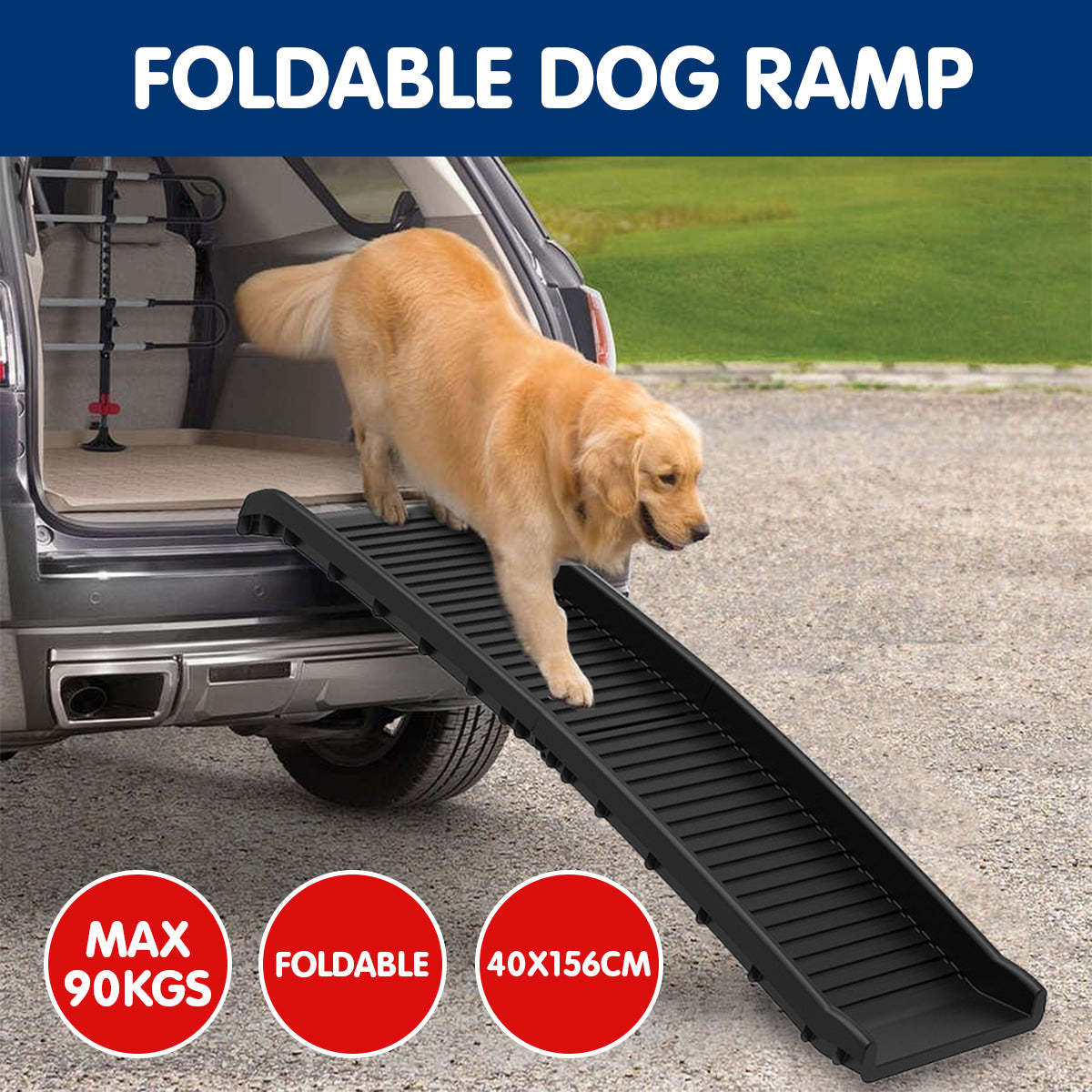 Furtastic Foldable Car Dog Ramp Vehicle Ladder Step Stairs - Black - view 2