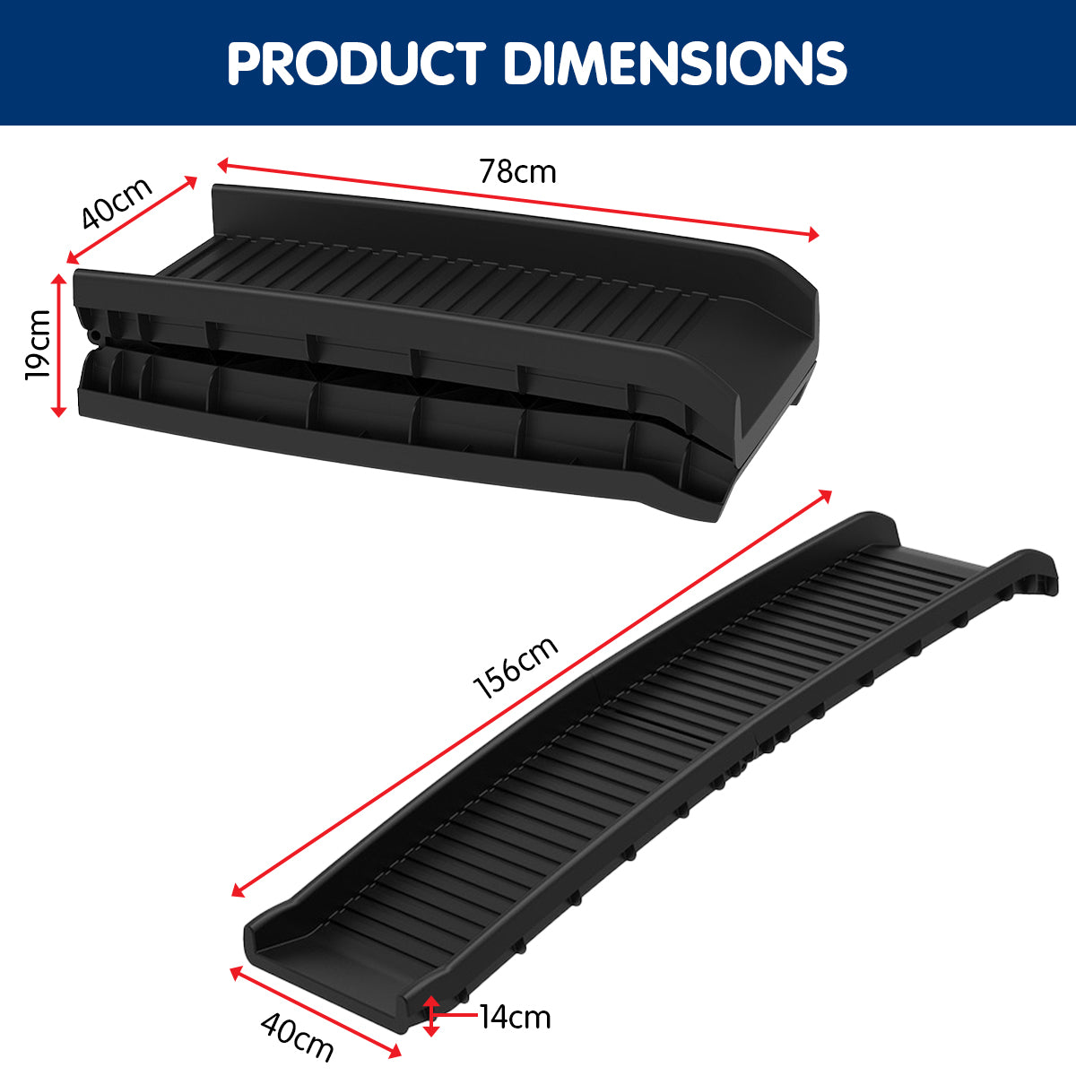 Furtastic Foldable Car Dog Ramp Vehicle Ladder Step Stairs - Black - view 4