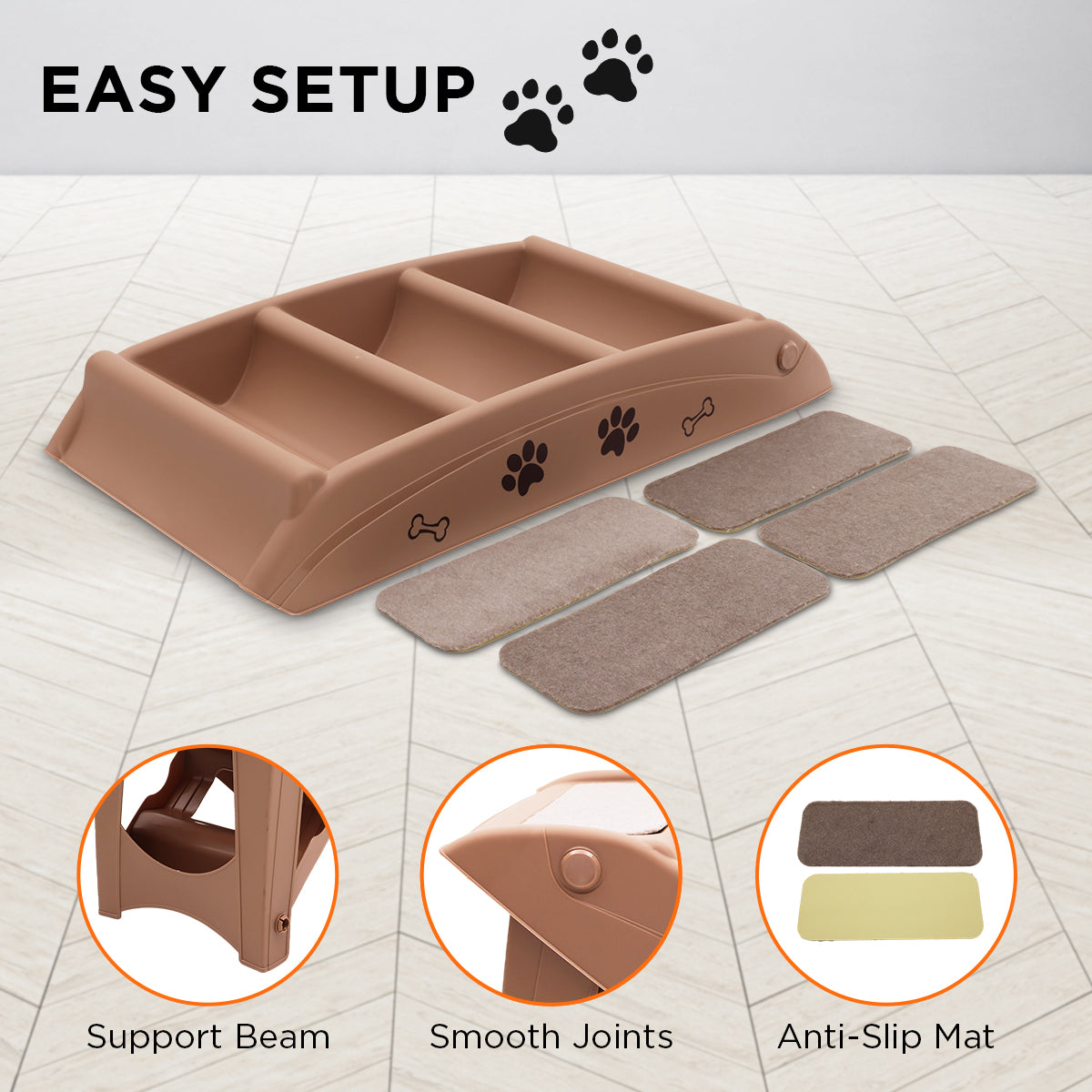 Furtastic 50cm Foldable Step Ladder Stairs - Brown - view 6
