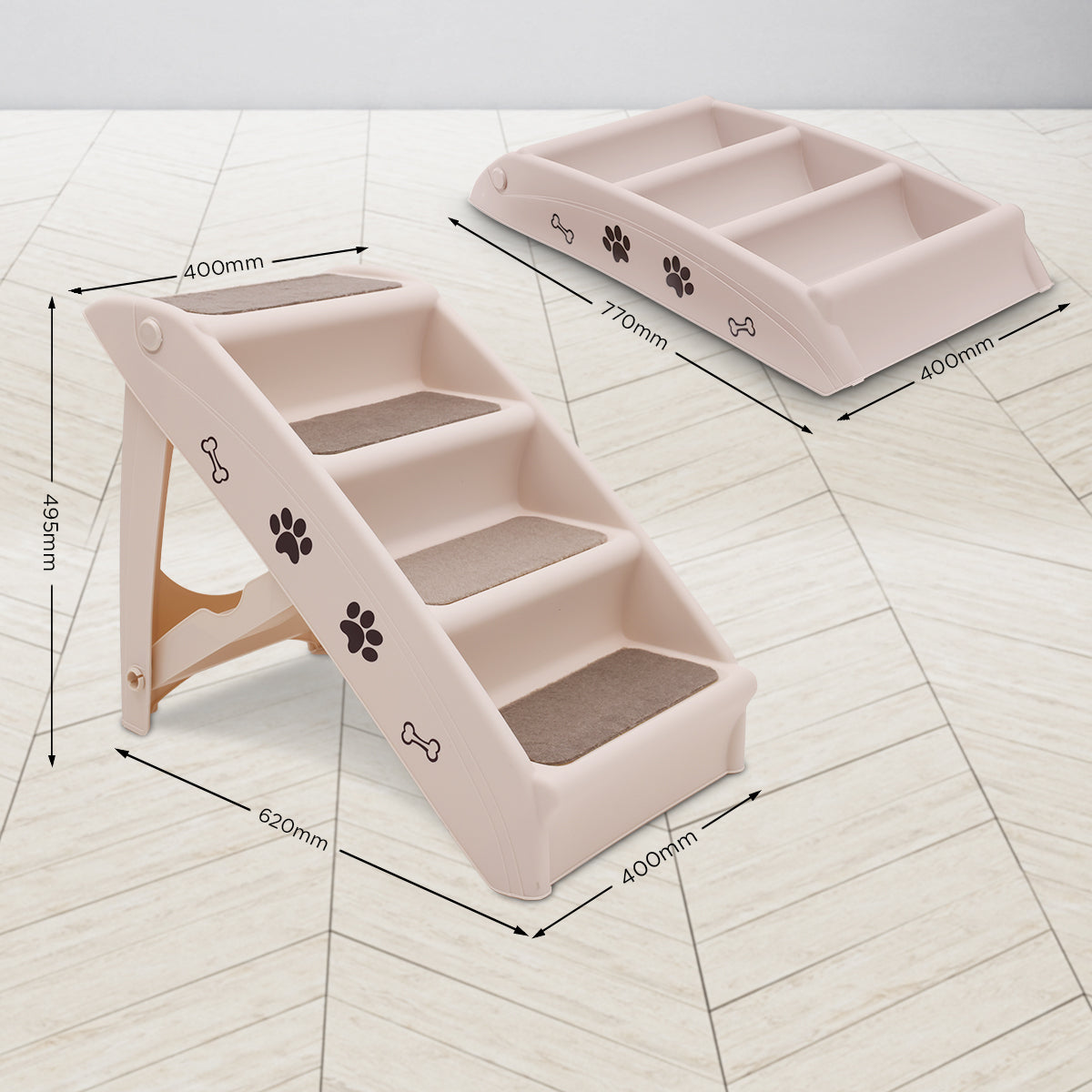 Furtastic Foldable Pet Stairs In White - 50cm Dog Ladder Cat Ramp - view 4