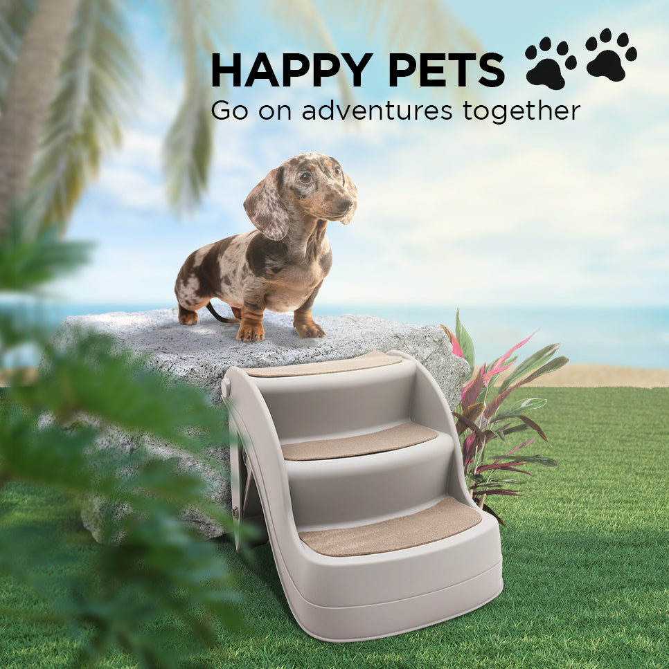 Furtastic Foldable Pet Stairs In Grey - 38cm Dog Ladder Cat Ramp - view 9