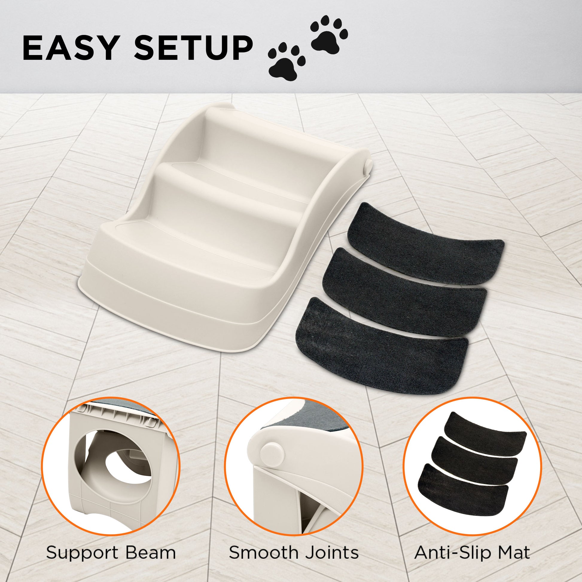 Furtastic 38cm Foldable Pet Stairs Ramp - White - view 6