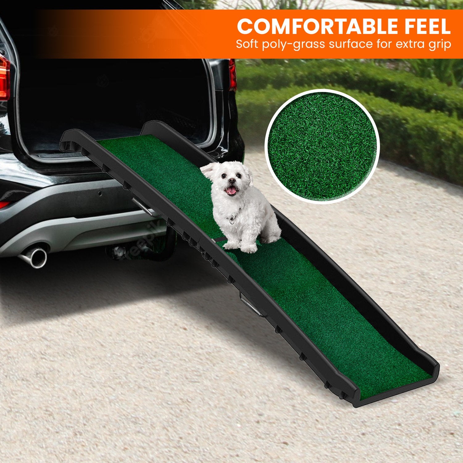 Furtastic Foldable Dog Ramp with Poly-Grass Grip Surface Non-Slip UV Protection - view 5