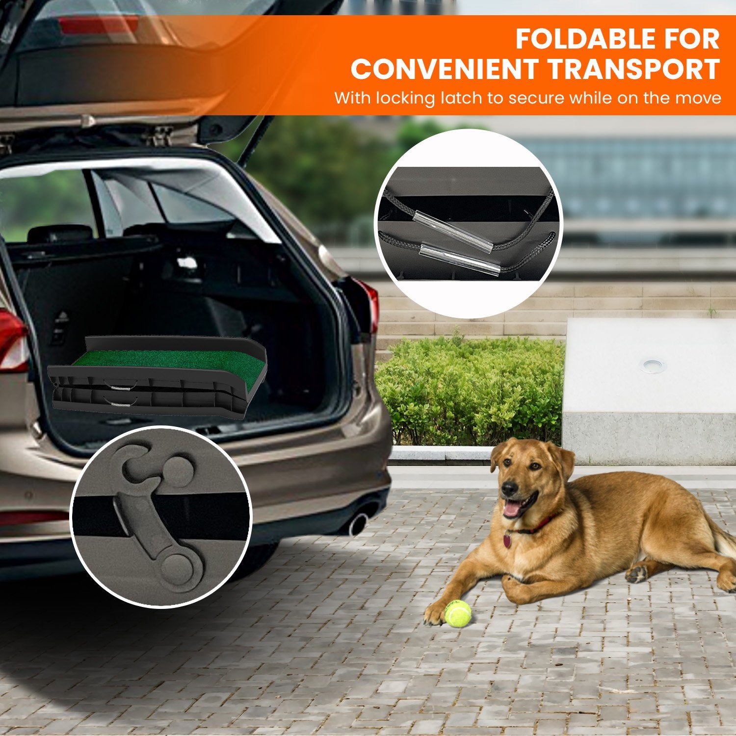Furtastic Foldable Dog Ramp with Poly-Grass Grip Surface Non-Slip UV Protection - view 6