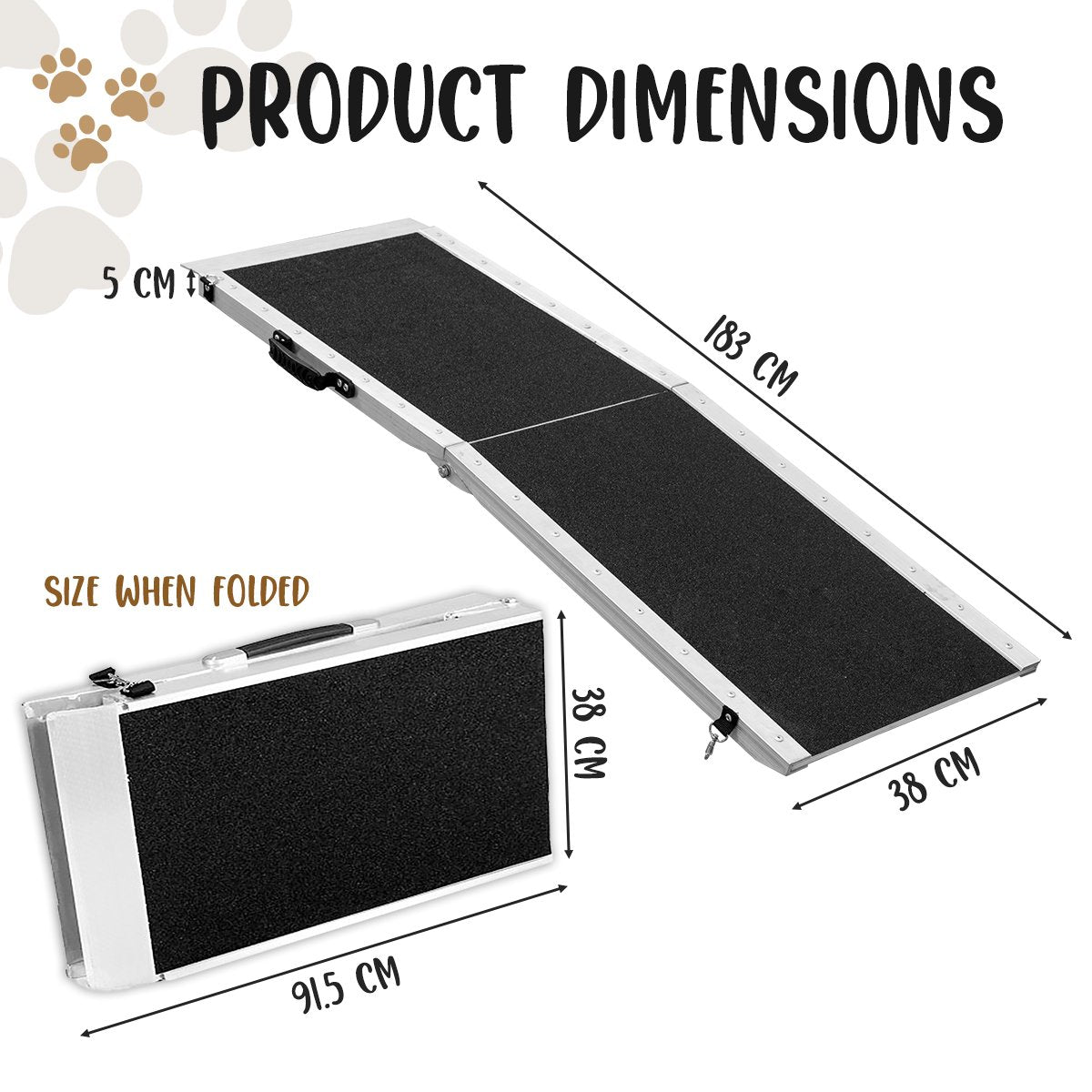 Furtastic Foldable Aluminium Dog Ramp - 183 x 38cm - view 6
