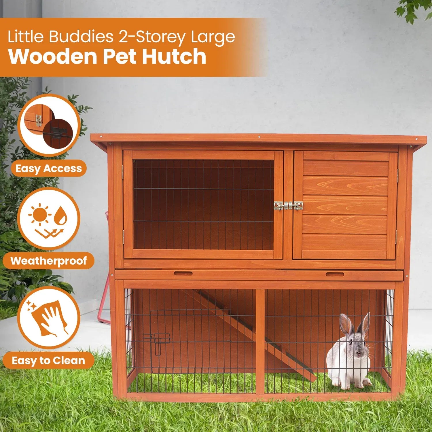Little Buddies 2-Storey Wooden Pet Rabbit Hutch - view 2
