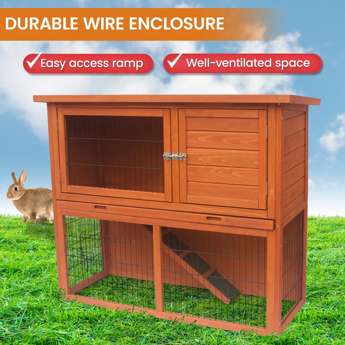 Little Buddies 2-Storey Wooden Pet Rabbit Hutch - view 10