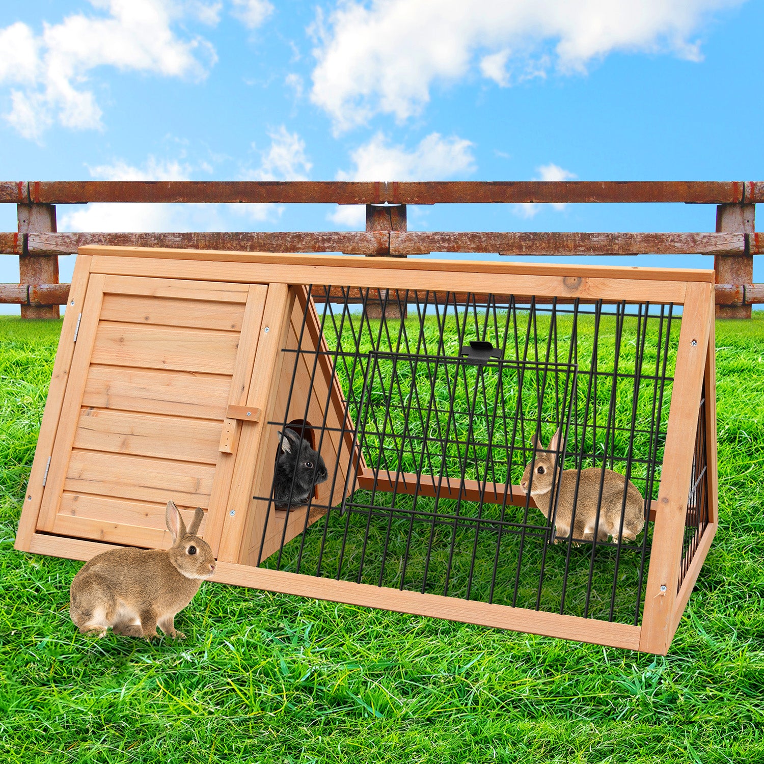 Furtastic Triangle Wooden Rabbit Hutch - view 8