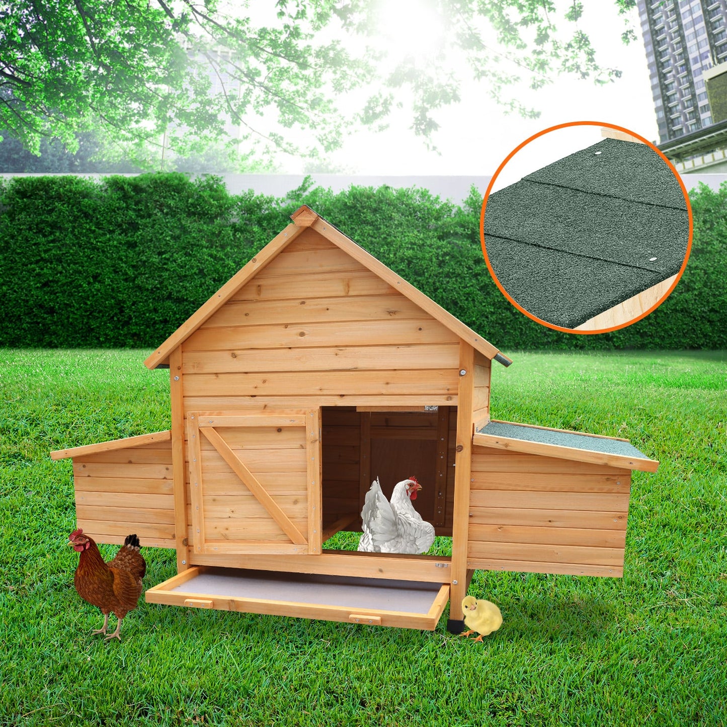 Furtastic Wooden Chicken Coop & Rabbit Hutch With Ramp Nesting Boxes - view 5