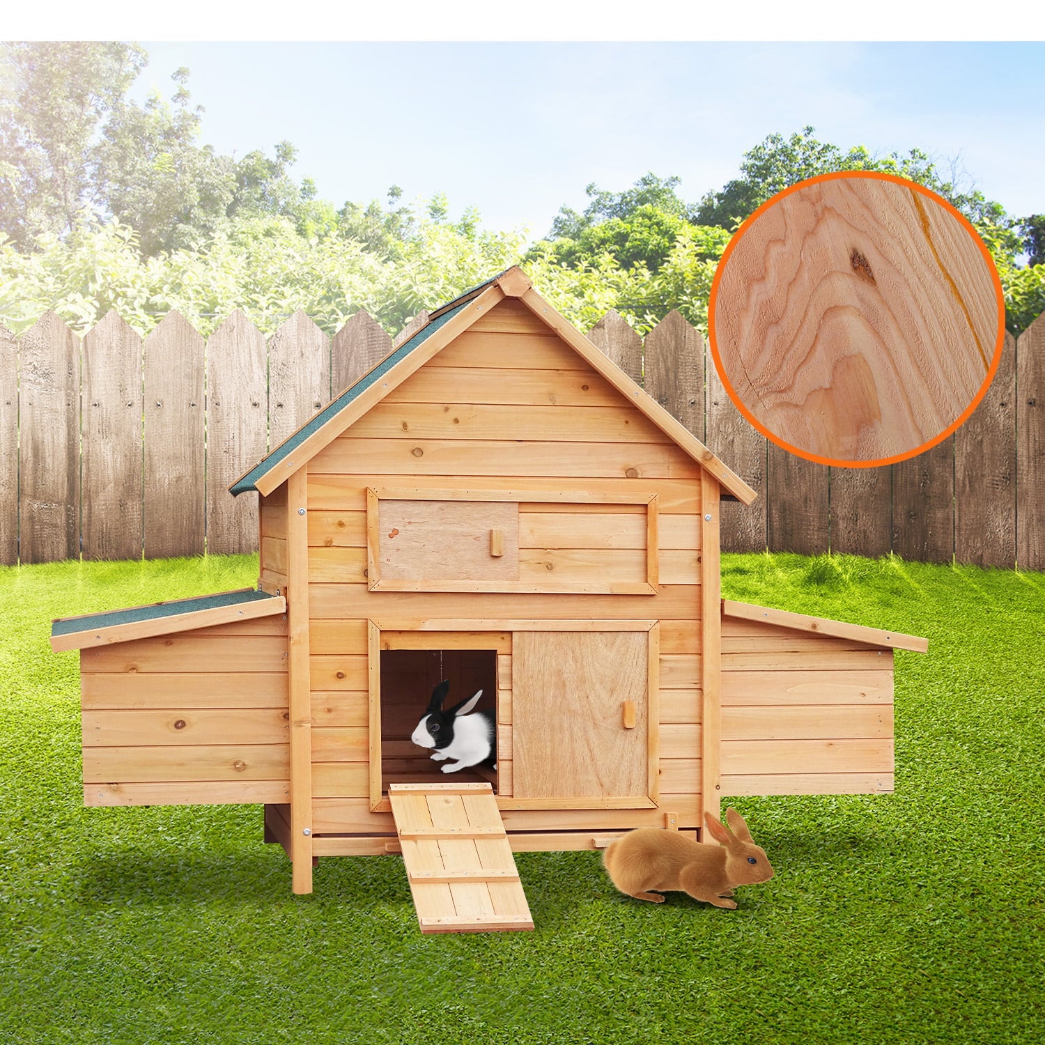 Furtastic Wooden Chicken Coop & Rabbit Hutch With Ramp Nesting Boxes - view 6