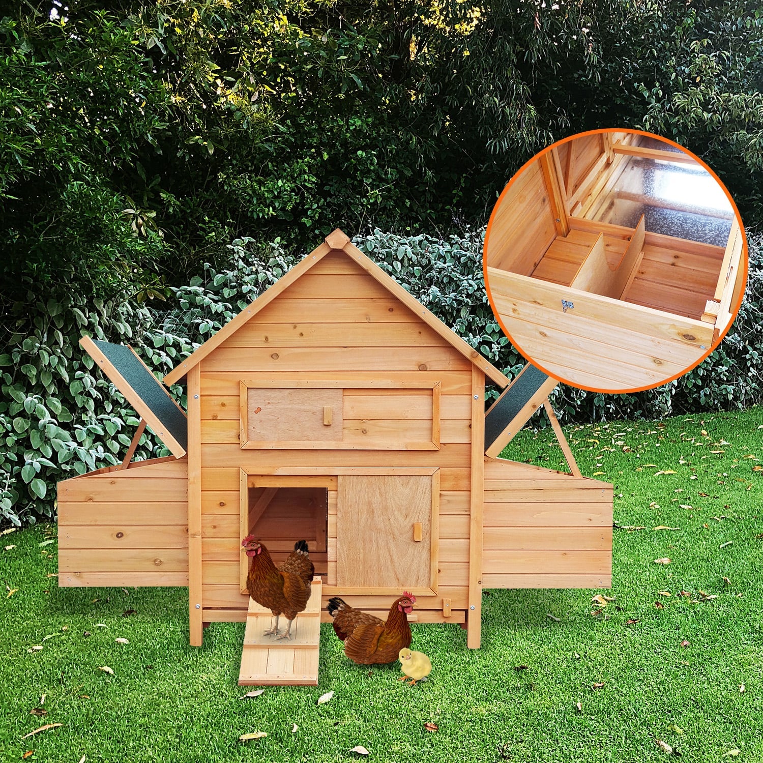 Furtastic Wooden Chicken Coop & Rabbit Hutch With Ramp Nesting Boxes - view 7