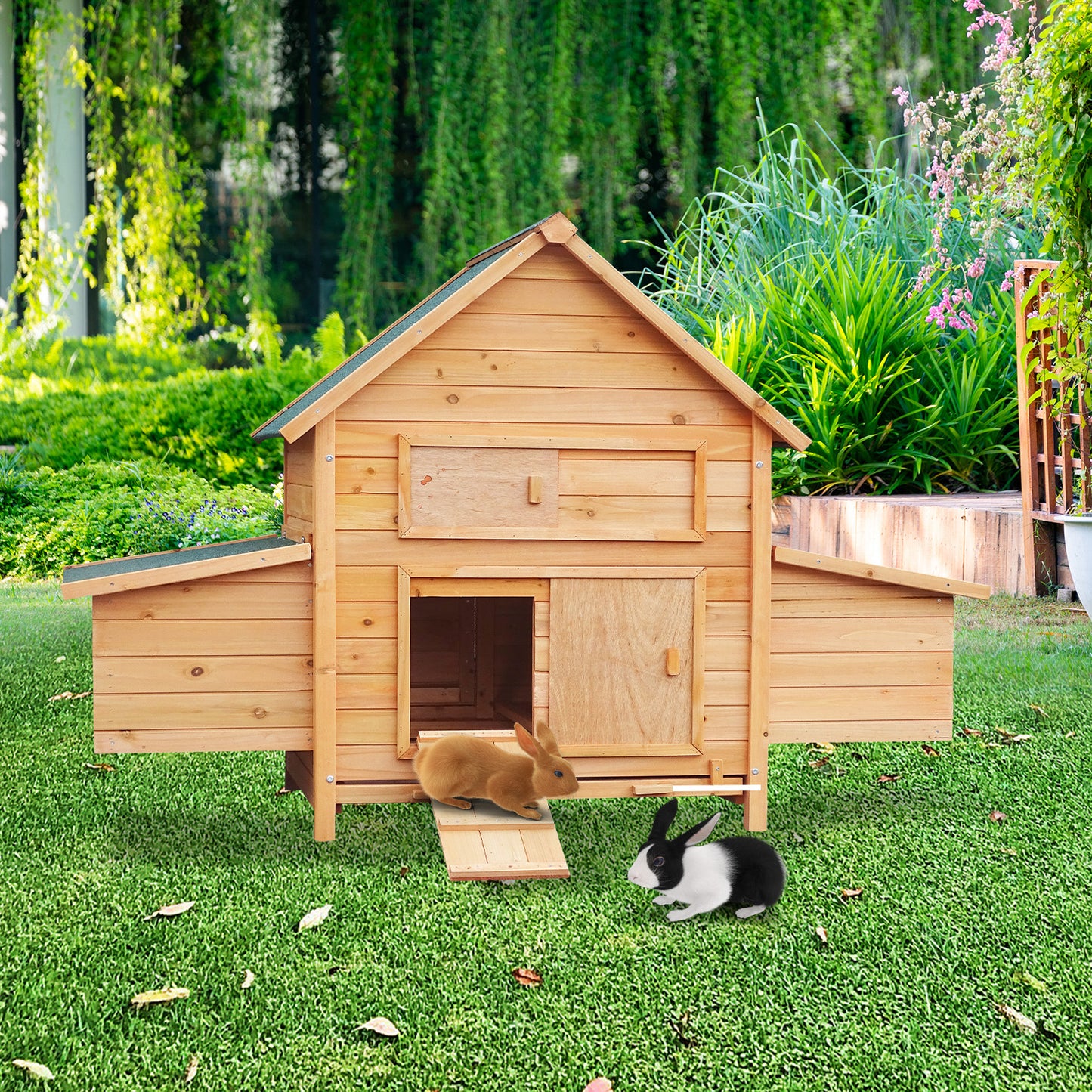 Furtastic Wooden Chicken Coop & Rabbit Hutch With Ramp Nesting Boxes - view 8