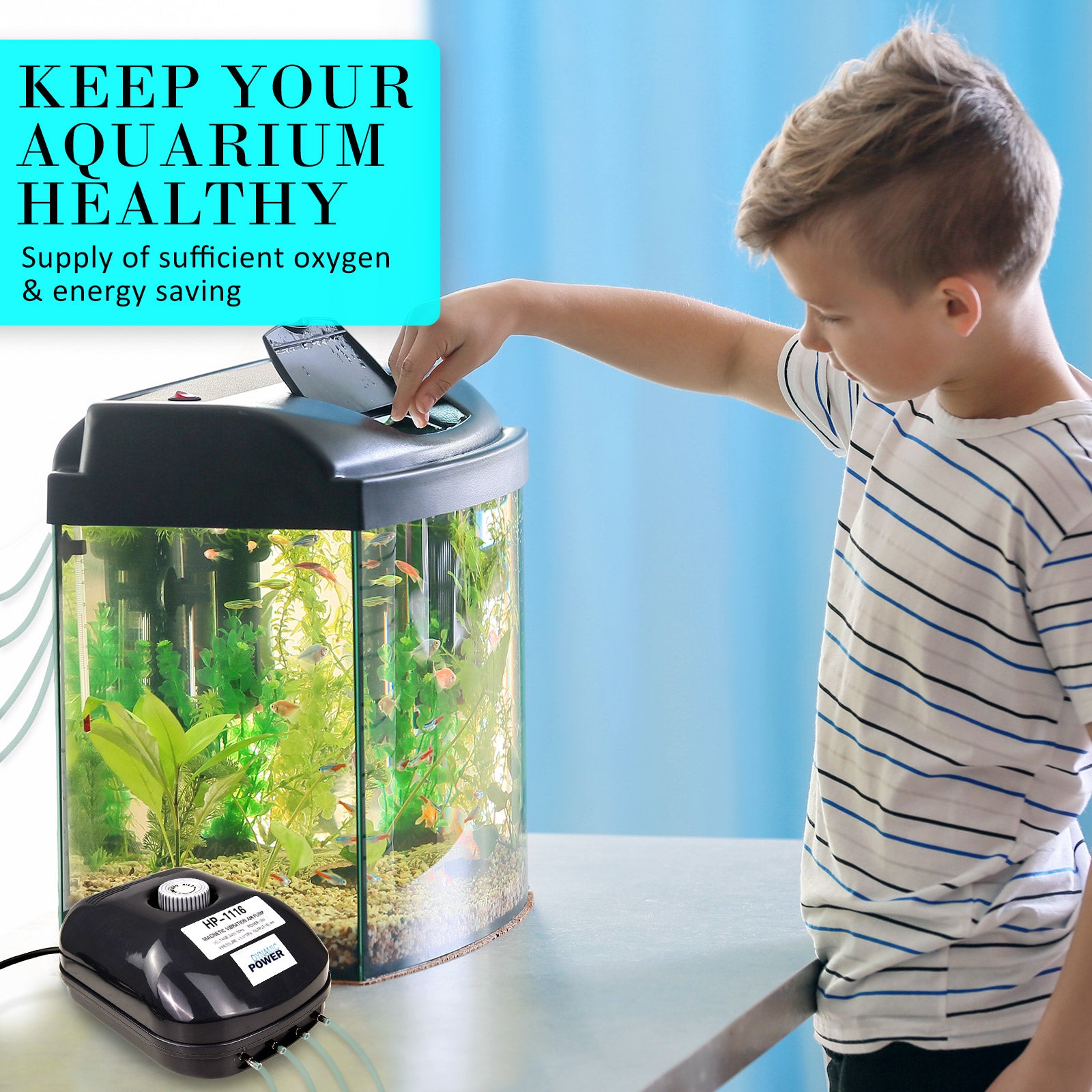 Aquarium Air Pump Oxygen Hydroponic 4 Outlet 360L/H 13W - view 3