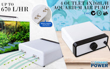 Aquarium Air Pump Oxygen Hydroponic 4 Outlet 670L/H 8W WHITE - view 2