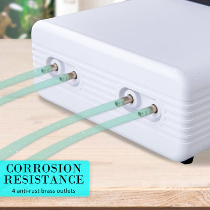 Aquarium Air Pump Oxygen Hydroponic 4 Outlet 670L/H 8W WHITE - view 4