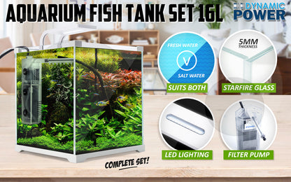 Aquarium Starfire Glass Fish Tank Set Filter Pump 16L - view 2